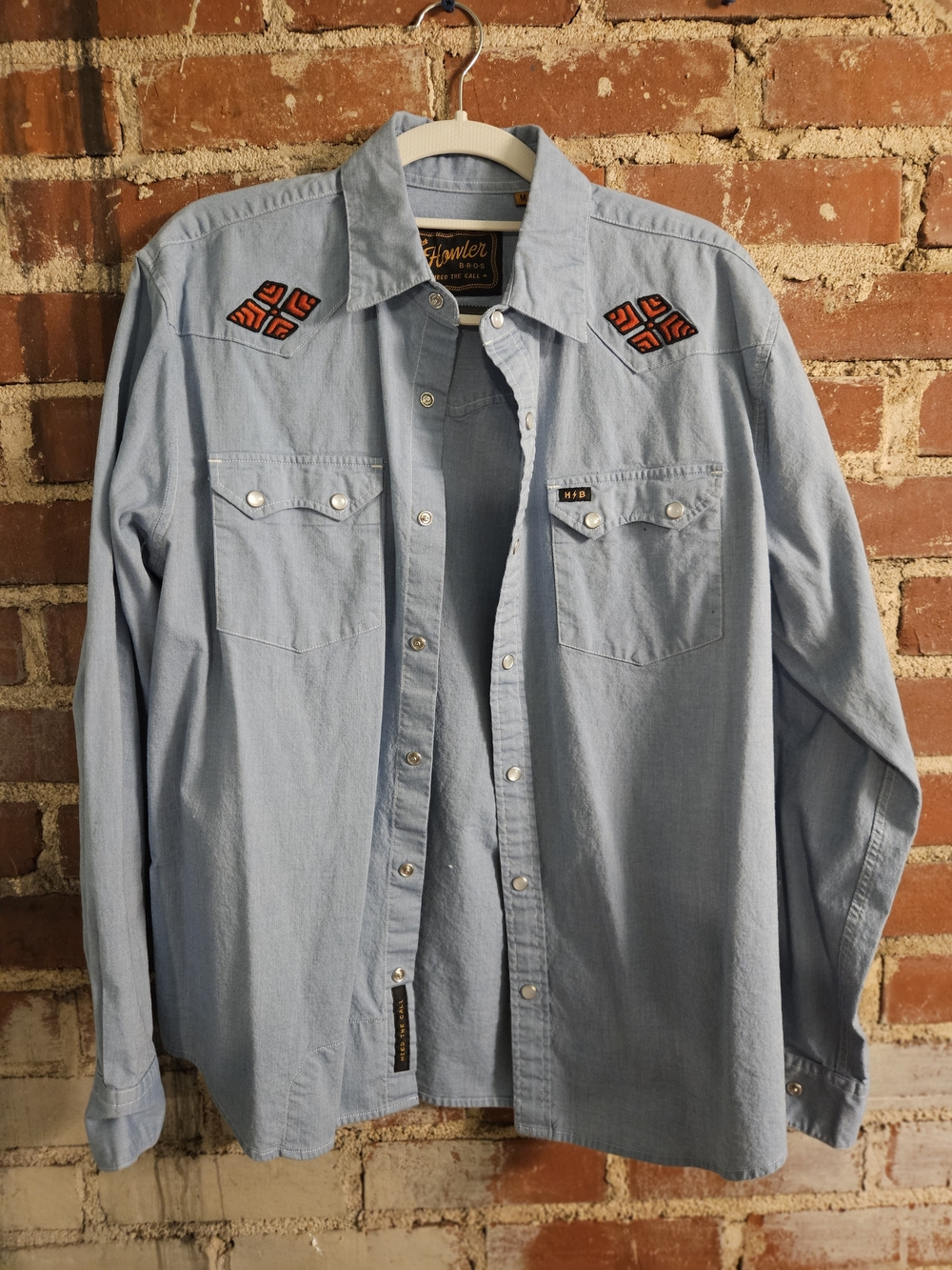 Light Blue Howler Gaucho Crosscut Western Snap-Front Men's Shirt